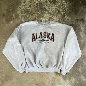 Vintage 90s JERZEES Alaska Grey Sweatshirt XL